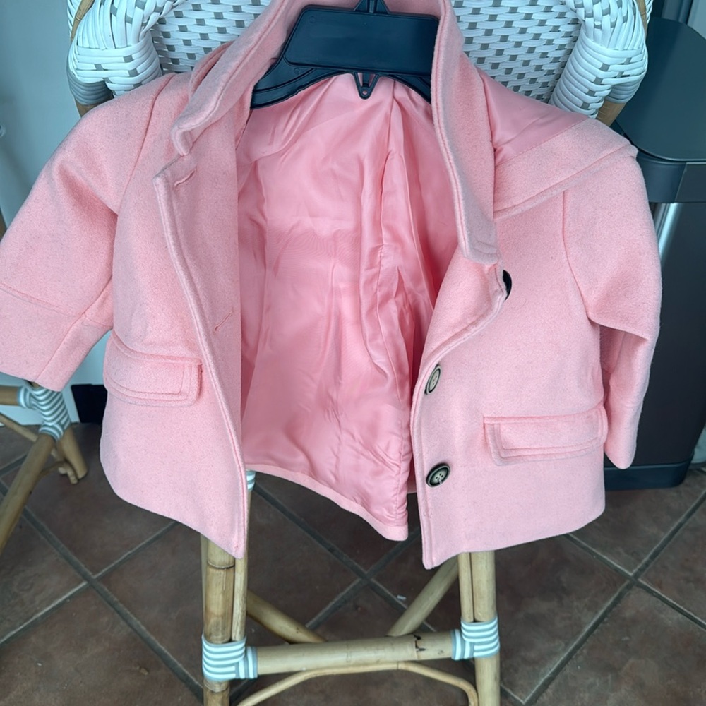 Pink Children’s Wool Coat with Hood